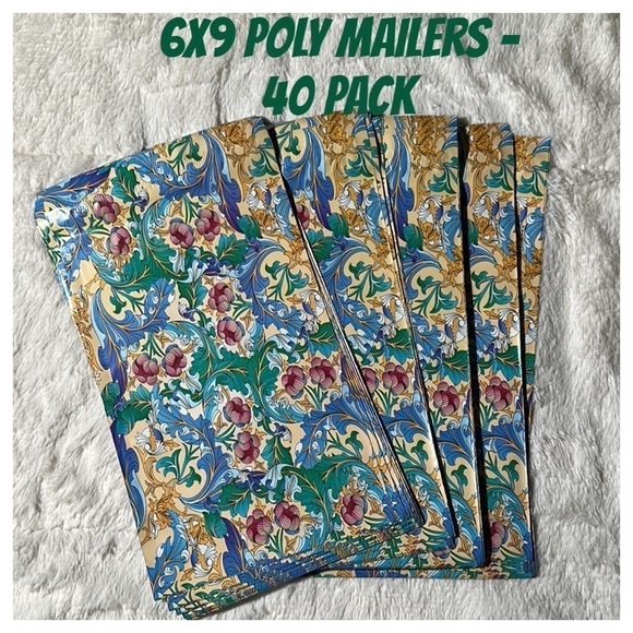 6” x 9” Poly Mailers Floral Paisley print poly mailers- 40 self sealing mailers - Picture 1 of 11